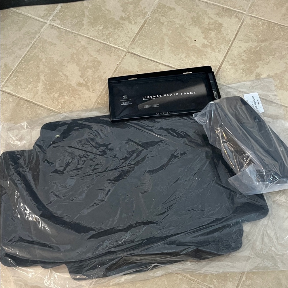 Mazda Black License Plate Frame and Floor Mats Set